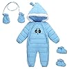 AUBIG Baby winter overall met capuchon baby jongens meisjes sneeuwpak met schoenen en handschoenen 0-24 maanden