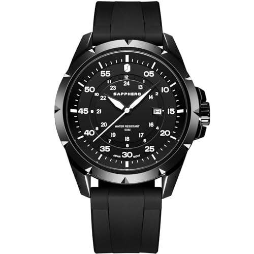 Image of Sapphero Mens Watches Quartz Movement Chronograph 30M Waterproof Steel Strap Fashion Business Sport Design Scratch Resistant Gifts for Men