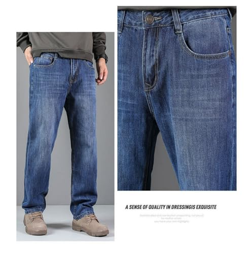 Jeans Pants Trouser Denim Loose Fit Plus Fat Large Size Blue Commuting Casual Straight Leg for Men4