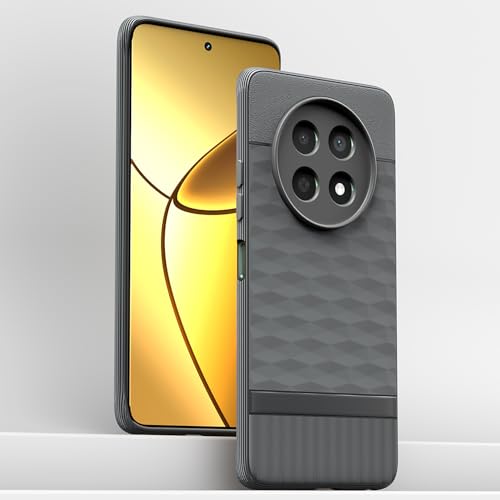 Image of Pikkme Back Cover for Realme Narzo 70x 5G / N65 / Realme 13 /12 / 12X 5G / C65 Camera Protection 3D Hexa Cube Design Silicone Protective Bumper Case (Grey)