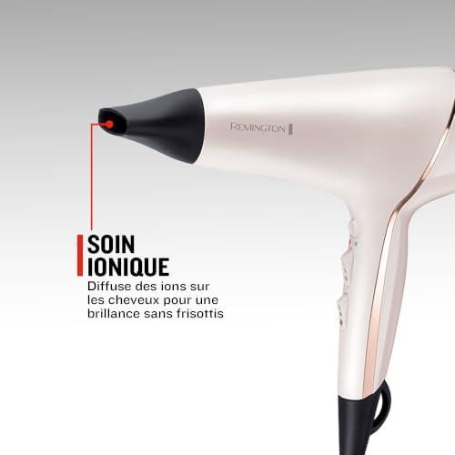 Remington Sèche-cheveux Ionique [Technologie OptiHeat] PROluxe (2400W, moteur AC longue durée, tenue 24 H & résultat salon, 3 températures/ 2 vitesses, 3 concentrateurs + 1 diffuseur volume) AC9140