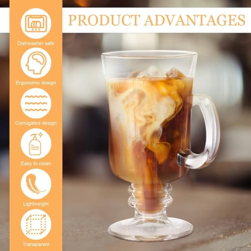 Image of 250 ML Glass Coffee Mug Set, with Convenient Handle, Tea Glasses for Hot /Cold Beverages, Thermal Shock Resistant, Tempered Glass, Mugs for Cappuccino Pack of 6 (PN - 02, 6 Count (Pack of 1))