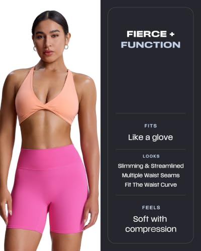 Image of Aoxjox Trinity Workout Biker Shorts for Women Tummy Control High Waisted Exercise Athletic Gym Running Yoga Shorts 6 inch