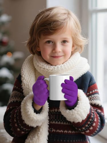 Image of Cooraby 12 Pairs Kid's Winter Magic Gloves Children Stretchy Warm Magic Gloves Boys or Girls Knit Gloves for 6-12 Years