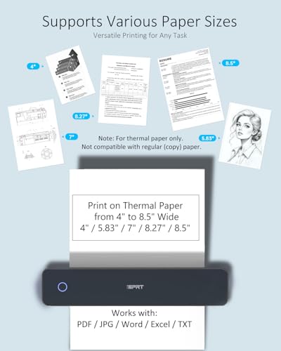 Image of Inkless Portable Printer for Travel, Wireless Thermal Printer with 1Case and 200pcs Paper Kit Supports 8.5 x 11 inch US Letter, A4, 610Pro 300DPI Small Bluetooth Printers for Phone Home Office Car, Black