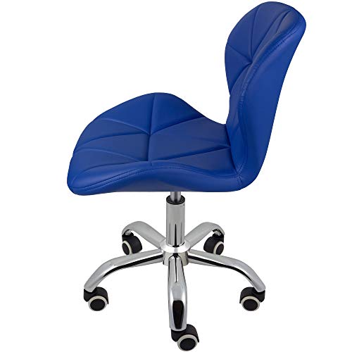 Charles Jacobs Home Office Swivel Computer Desk Chair with a Height Adjustable Chrome base and Wheels - Blue PU