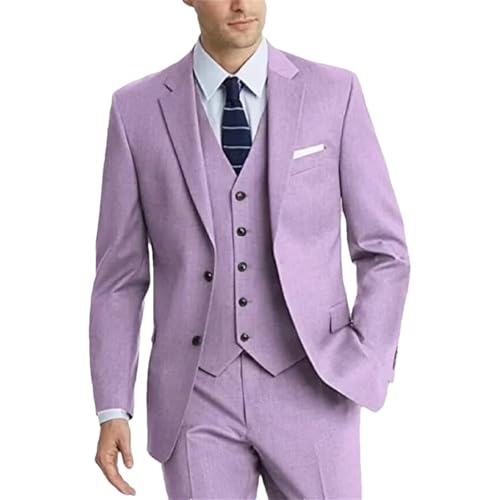 Costume formel 3 pièces violet clair coupe slim confortable sans plis pour homme taille XL