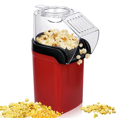 LEKEFETO Macchina per popcorn, piccola macchina per popcorn con misurino, popcorn elettrico a un tocco, senza olio e senza grassi, per home theater, serate cinematografiche, vigilia di Natale, feste