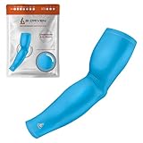 B-Driven Sports Pro-Fit Compression Arm Sleeve - Athletic Sports Support for Baseball, Basketball, Football, Softball, Running, Gaming, Volleyball, Men, Women, Youth - Baby Blue X-Large (Adult) (1pc)