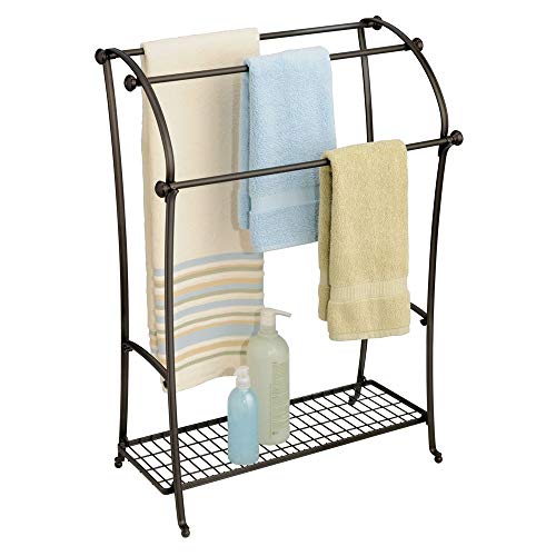 iDesign York Lyra Free Standing Towel Rack for Bathroom - Bronze