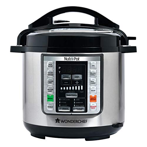 Wonderchef Nutri-Pot 6L 7 in 1 Programmable (Slow Cooker, Steamer, Yogurt Maker, Saute, Rice Cooker, Warmer and Pressure Cooker) 18 preset functions for Indian cooking, R-41236756