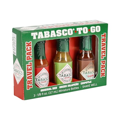 Tabasco To Go Travel Pack - 3 Bottles 3.7ml - Contains: Original Red, Green Jalapeño and Chipotle Sauce