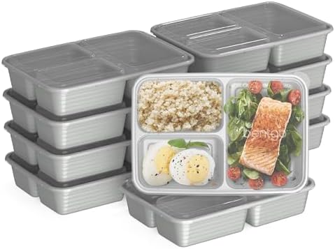 Bentgo Prep - 20-Piece 3-Compartment Reusable Meal Prep Container...
