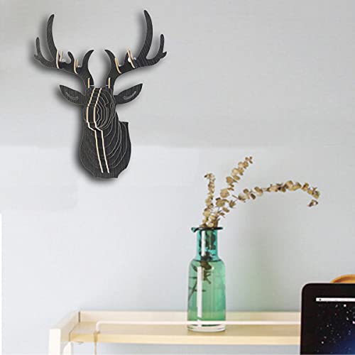 Mochiglory 3D Wooden Puzzle Model Elk Deer Head Wall Decor Animal Sculpture Ornament Wall Art Decor 6 Colors #TOP4