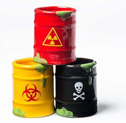 Big Mouth Toys Toxic Waste Barrels 3-Pack Shot Glass Set, Assorted