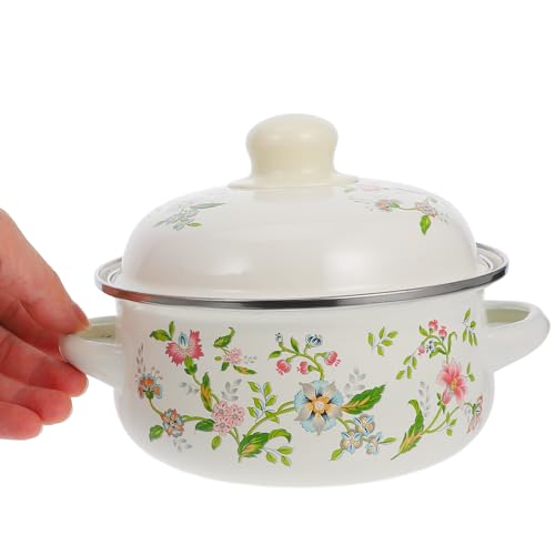 Casseroles Émaillées Beige avec Double Poignée Intégrée Style Rétro Unique - 3