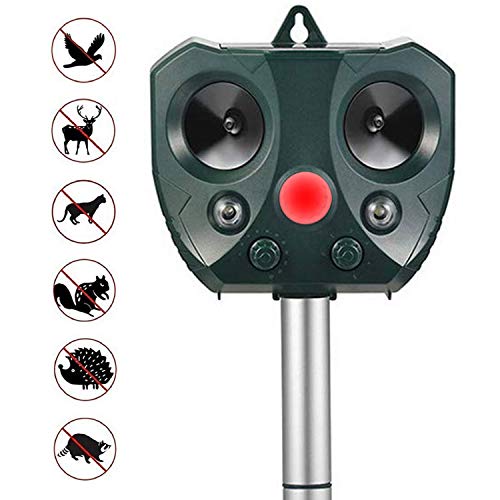 ZOVENCHI Solar Powered Ultrasonic Animal Repeller,Waterproof Outdoor Animal Repeller with Ultrasonic Sound