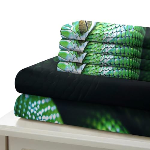 Parure de lit serpent vert 3D en microfibre hypoallergénique pour lit Super King