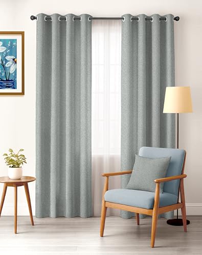 Image of Casableu Twillbone Digital Print 85% Blackout Curtains for Long Door /Window, Thermal Insulated, Tie Back, Wider Width 50 in, Eyelet Curtains for Living Room /Bedroom (L Grey 9 ft Set of 2)