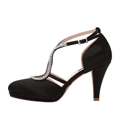 image for ERIJUNOR E0260D Women Comfort Low Heel Closed-Toe Ankle Strap Platform