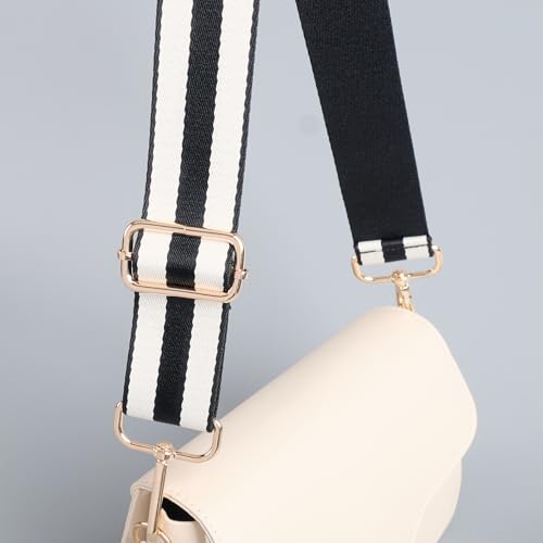 Image of chushui Wide Bag Strap Replacement Crossbody Shoulder Strap Adjustable, Classic Striped Preppy Vertical Stripe Woven with Gold Hardware 29-51 Inches for Purses Handbags Totes