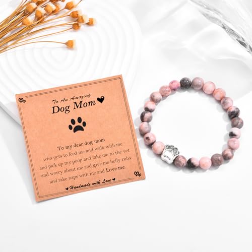 Dog Mom Gifts for Women as Christmas Valentines Mothers Birthday Gifts, Beaded Paw Bracelet Gifts for Dog Mom Lovers4