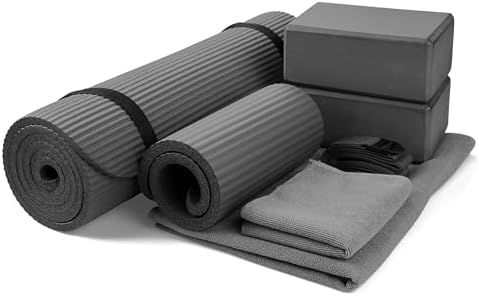 BalanceFrom 7-Piece Yoga Set with 71x24x0.5 Inches Extra Thick Ma...