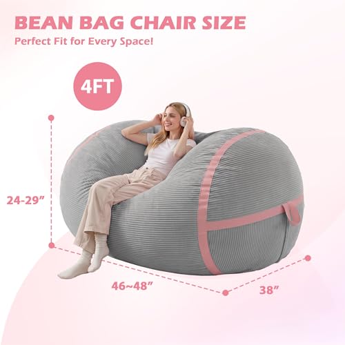 Image of 4FT Bean Bag Chair 4'Big Bean Bag Chairs with Adults, Large Beanbag Chair