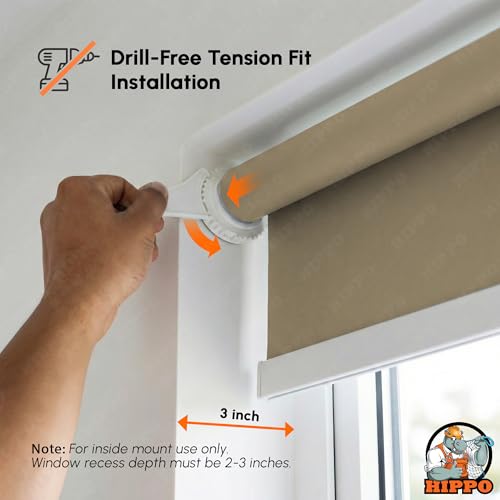 Image of HIPPO No Drill Blackout Blinds for Windows | No Tools, Light & Heat Blocking Blinds, UV Protection, Smooth Chain, Inside Mount, Ideal for Sun Exposed Areas (Muddy-Chocolate, 4FTX9FT)