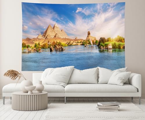 chnywork 8x6ft Pyramids Backdrop Sphinx African Egypt Nile River Desert Stones Aswan City Sunset Scenery Background African Egyptian Travel Party Decor Photo Studio Booth Props Wallpaper - image 4
