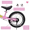 Bueuwe 14/16 inch Balance Bike for 3 4 5 6 7 and 8 Years Old Boys Girls,No pedal Training Bicycle with Brake and Kickstand,Adjustable Seat Height,Air Tires,Outdoor for Outdoor Sports,Pink,16 in