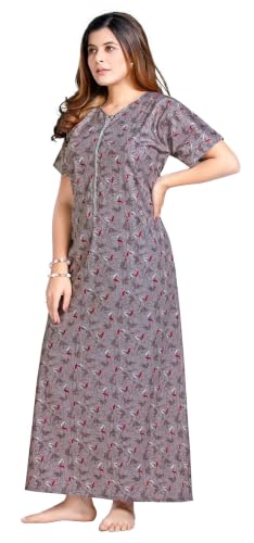 Image of PNAEONG Women's Cotton Printed Nighty Night Gown Maxi Free Size (Pack of 2)