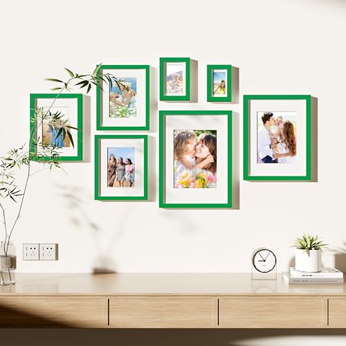 decorUhome 12x16 Picture Frame Set of 10, Display 8.5x11 Certificate with Mat or 12x16 Poster Unmatted for Picture Frames Collage Wall Decor, Green — view 5