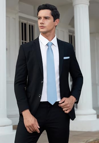 HISDERN Polka Dot Ties for Men Classic Silk Ties and Pocket Square Formal Business Necktie Handkerchief Wedding Party