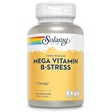 SOLARAY Mega Vitamin B-Stress, Timed-Release Vitamin B Complex with 1000 mg of Vitamin C for Stress, Energy, Red Blood Cell & Immune Support, 60 Day Guarantee, Vegan, 40 Servings, 120 VegCaps
