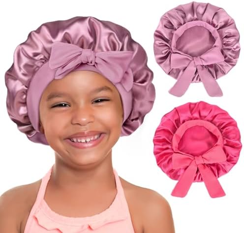 2 PCS Baby Bonnet Toddler Silk Bonnet for Kids Sleeping Cap Curly Natural Hair Silk Hair Bonnets for Girls Boys Infant