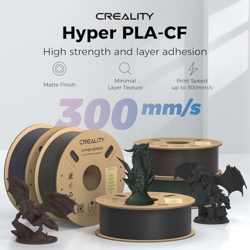 Image of Official Creality Hyper PLA-CF (Carbon Fiber) Filament 1.75mm, High Speed PLA-CF 30-300mm /s 3D Printer Filament, Dimensional Accuracy + /-0.02mm, Fit Most FDM 3D Printers，1KG(2.2lbs) Spool Purple