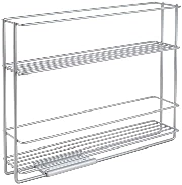 Portaspezie Estraibile 2 Pezzi 2 Ripiani – Organizer Cucina In Metallo, Regolabile 26,5x20,7x20,8 Cm