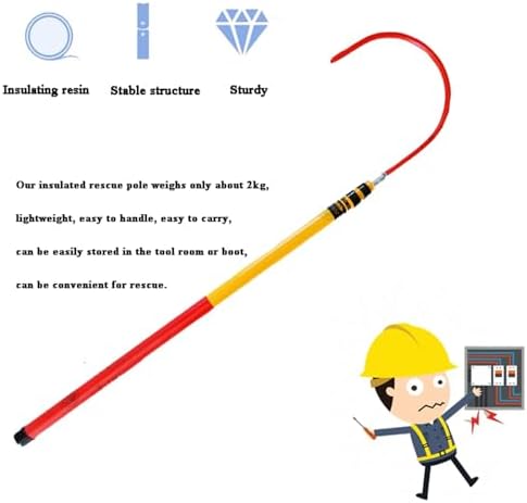 Lightweight High Voltage Insulated Hook with Telescoping Pole, 6.5/9.8Ft, Ideal for Electricians, Firefighters, and Electrical Workers - Safety & Efficiency Tool