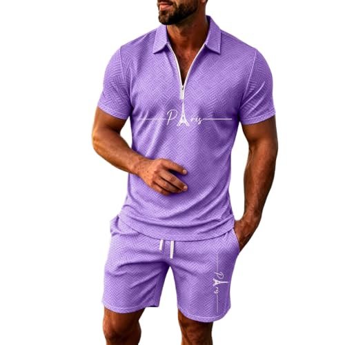 Survêtement d'été pour homme avec polo zippé et short chic