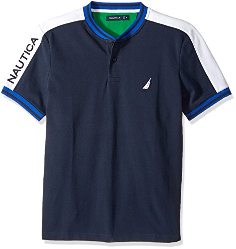 Nautica Men's Short Sleeve Classic Fit Henley Shirt, True Navy, Large