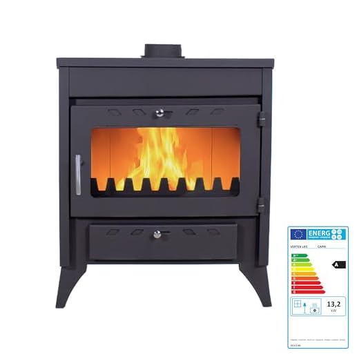 EIDER BIOMASA – Estufa de Leña Capri – 17,05 kW – Compacta 89x44x68 cm – hasta 297 m³ – Cámara Amplia para Troncos Grandes – Hierro Fundido – Alta Eficiencia Energética Clase A – Visión del Fuego