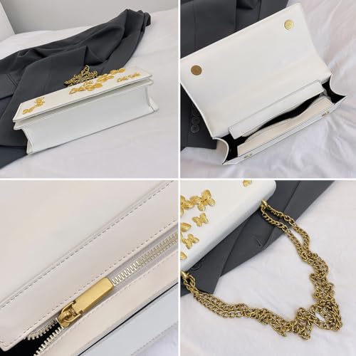 Women’s Chic Gold Butterfly Shoulder Bag, PU Leather Chinese Style Retro Crossbody Purse, Fashion Square Chain Tote Daypack3