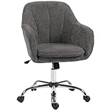 HOMCOM Chaise Bureau Ergonomique en Flanelle Neige, Fauteuil pivotante, Chaise Coiffeuse avec Hauteur réglable, Dossier incurvé et Fonction de Bascule, pour Bureau, Salon, Chambre, Gris