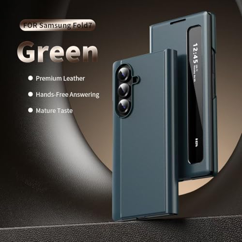 Image of MILLION CASES Intelligent View Side Window Flip Case for Samsung Galaxy Z Fold6, Galaxy Z Fold6 Back Cover Case(2024) - Leather | Green