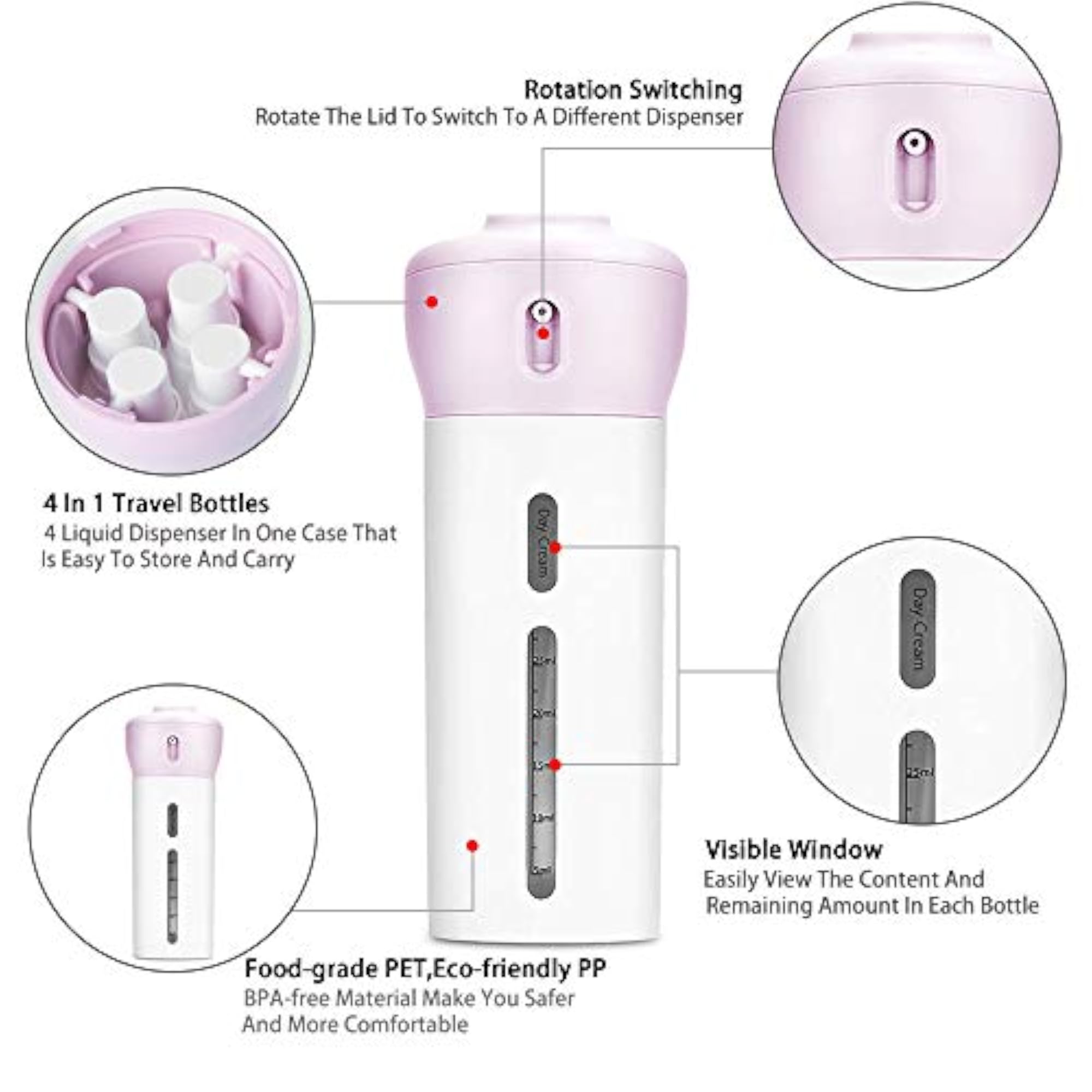 4 in 1 Travel Dispenser Leak-proof Bottles Set for Toiletries