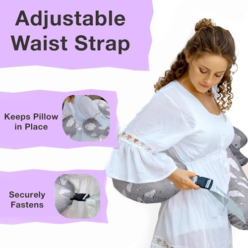 Image of Proliva Feeding Pillow for New Born Baby with Detachable Cover Breast Feeding & Maternity Nursing Pillow for Breastfeeding Support for Baby Feeding Pillow for Mom (Grey-Rain-A2)