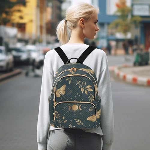 Image of ALAZA Moon Moth Butterfly Astrology Mini Backpack Purse for Women Travel Bag Fashion Daypack Back Pack Shoulder Bag