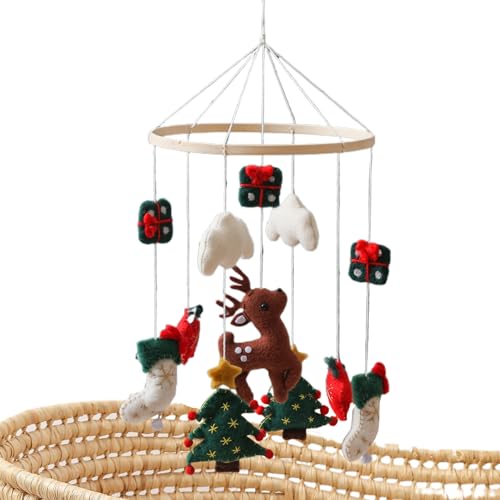 Móvil de bebé para moisés | Móviles de Navidad para bebé - Lindo fieltro reno árbol de Navidad Decoración para la pared