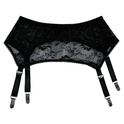Porte-jarretelles en dentelle anti-glisse avec clips métalliques
